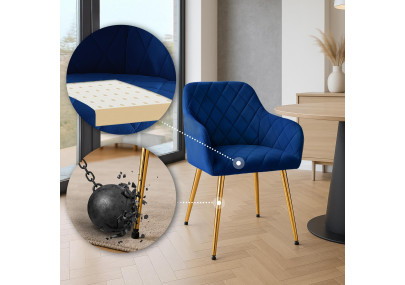 Insieme di 2 sedie da pranzo Monett, velluto, blu scuro