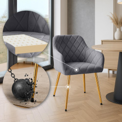 Ensemble de 2 chaises de salle à manger Monett, velours, gris foncé