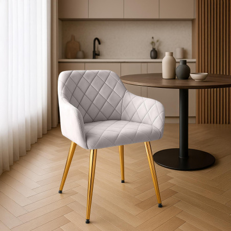 Conjunto de 2 sillas de comedor Monett, terciopelo, gris