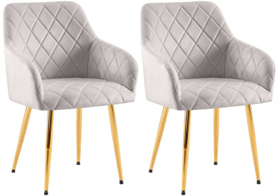 Ensemble de 2 chaises de salle à manger Monett, velours, gris