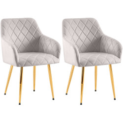Ensemble de 2 chaises de salle à manger Monett, velours, gris