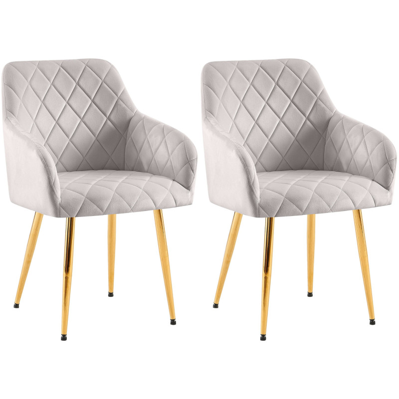 Ensemble de 2 chaises de salle à manger Monett, velours, gris