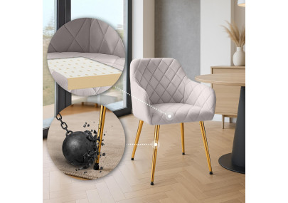 Ensemble de 2 chaises de salle à manger Monett, velours, gris