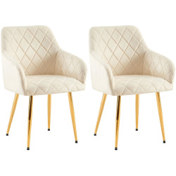 Insieme di 2 sedie da pranzo Monett in velluto color crema