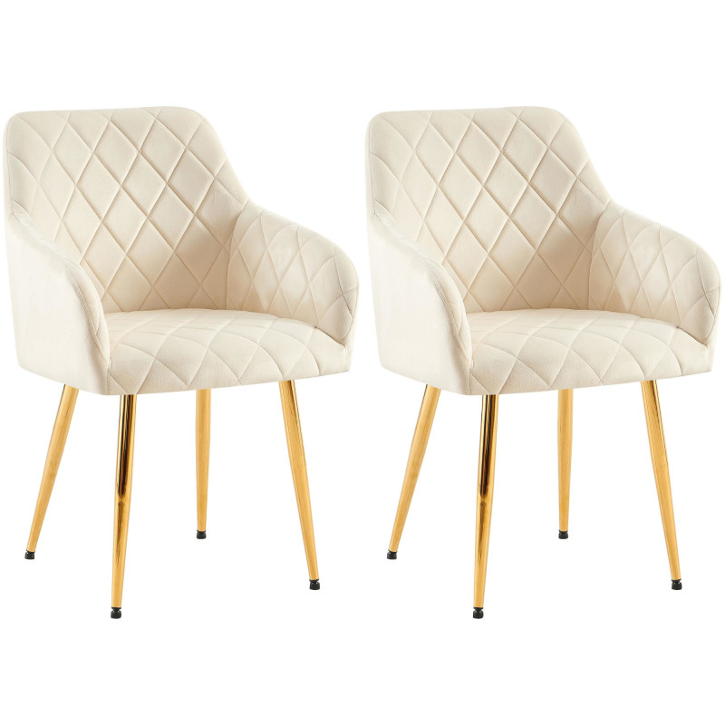 Insieme di 2 sedie da pranzo Monett in velluto color crema