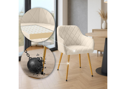 Ensemble de 2 chaises de salle à manger Monett en velours crème.