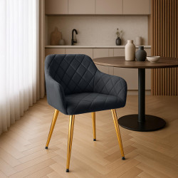 Coppia di sedie da pranzo Monett in velluto nero