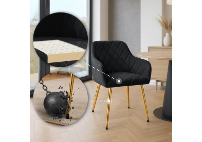 Ensemble de 2 chaises de salle à manger Monett en velours noir