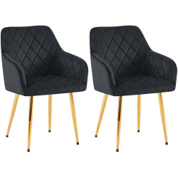 Conjunto de 2 cadeiras de sala de jantar Monett em veludo preto