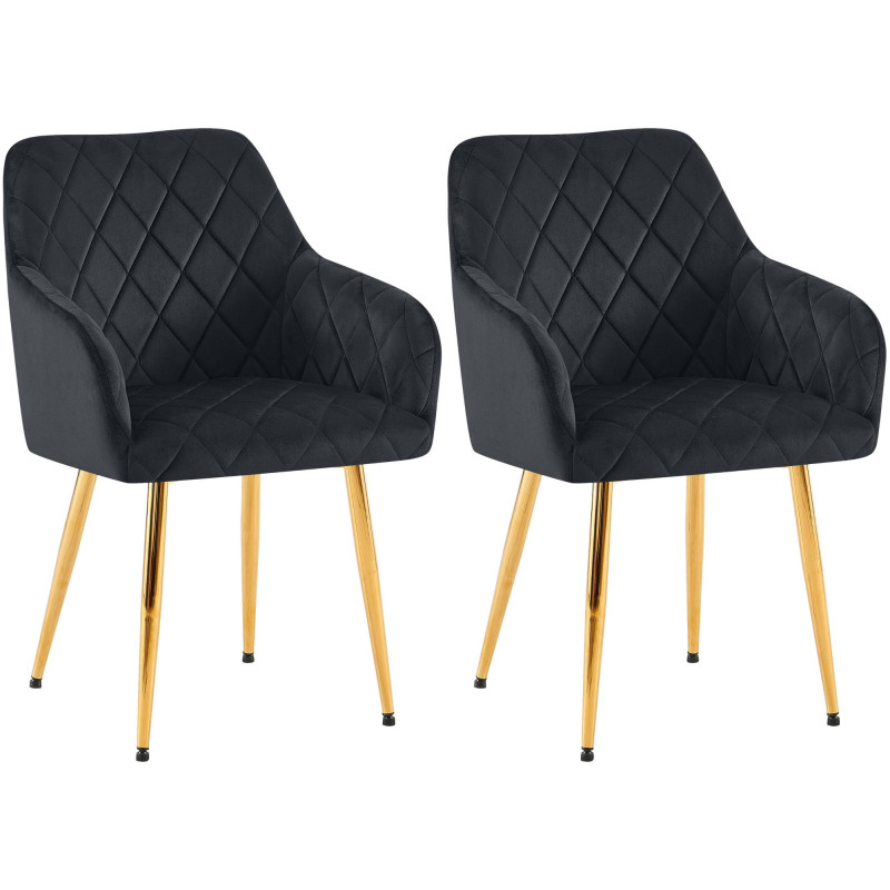 Ensemble de 2 chaises de salle à manger Monett en velours noir