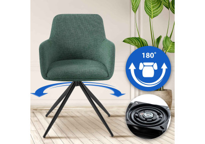 Ensemble de 2 chaises de salle à manger Olema, tissu vert