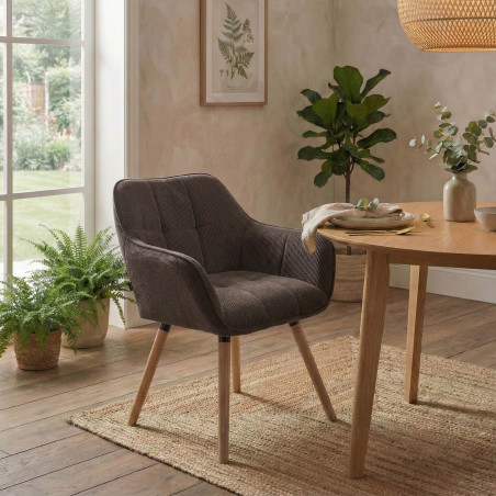Chaise de salle à manger Vienna Cord, naturelle brun