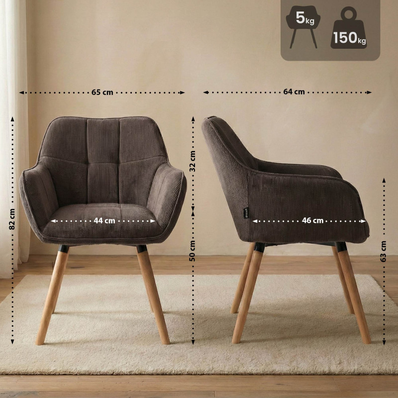 Chaise de salle à manger Vienna Cord, naturelle brun