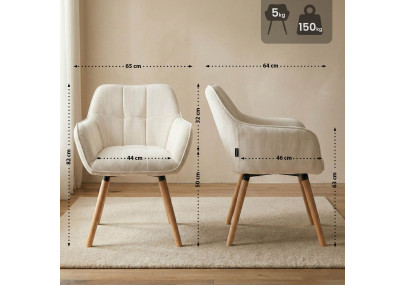 Silla de comedor Vienna Cord, crema natural
