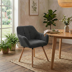 Silla de comedor Vienna Cord, gris oscuro natural