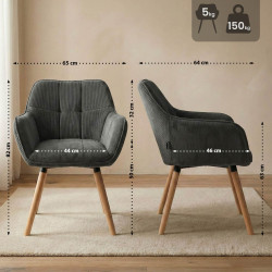 Silla de comedor Vienna Cord, gris oscuro natural