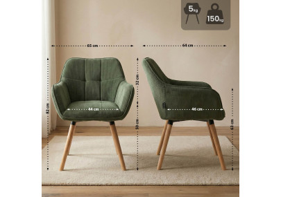 Sedia da pranzo Vienna Cord, verde naturale