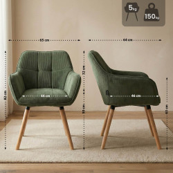 Chaise de salle à manger Vienna Cord, naturelle vert