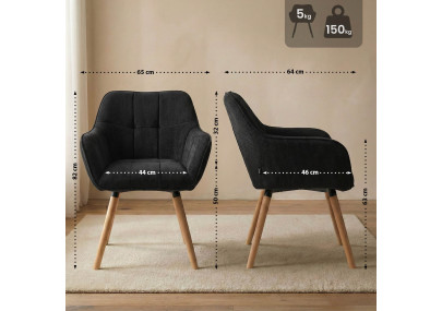 Sedia da pranzo Vienna Cord, nero naturale