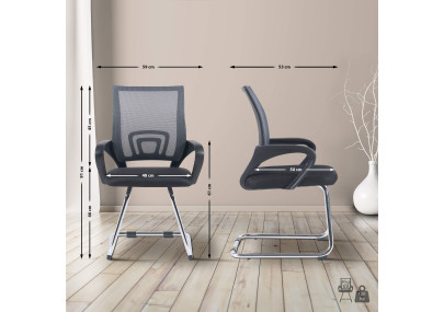 Ensemble de 2 chaises visiteurs Eureka grises