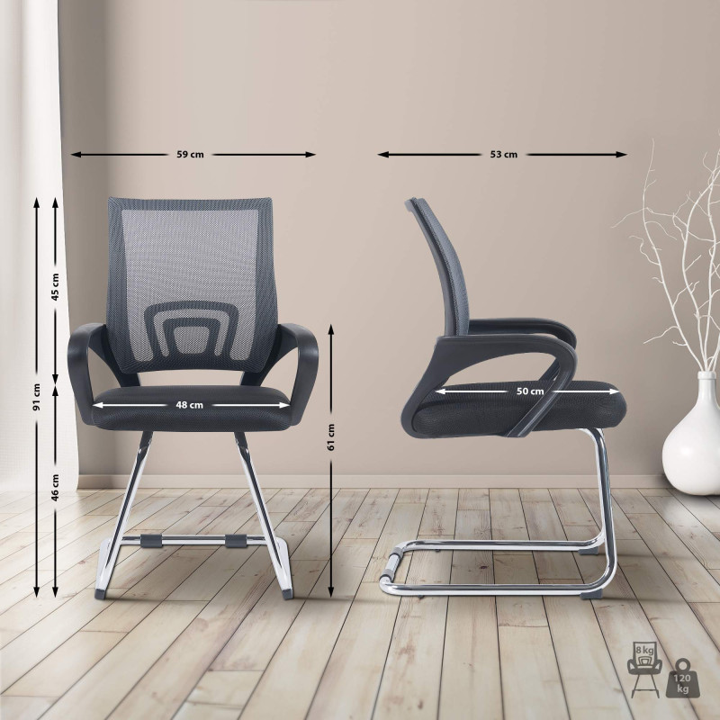 Ensemble de 2 chaises visiteurs Eureka grises