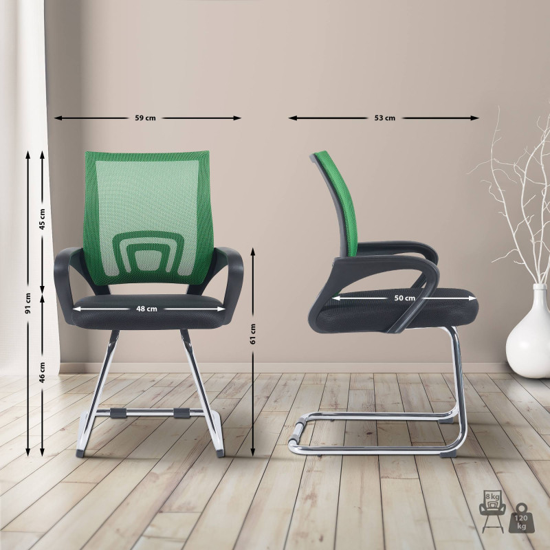 Lot de 2 chaises visiteurs Eureka, vertes