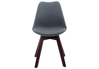 Ensemble de 4 chaises visiteurs Borneo V2 en similicuir gris noyer