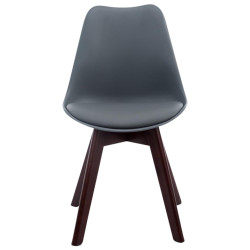 Ensemble de 4 chaises visiteurs Borneo V2 en similicuir gris noyer