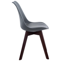 Ensemble de 4 chaises visiteurs Borneo V2 en similicuir gris noyer