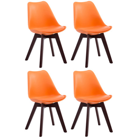 Ensemble de 4 chaises visiteurs Borneo V2 en similicuir noyer orange