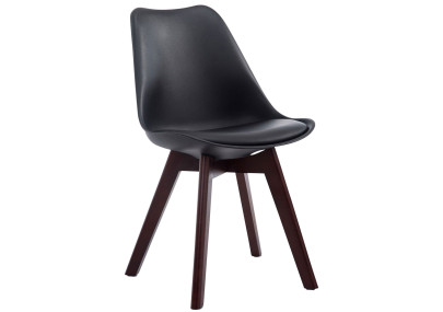 Ensemble de 4 chaises visiteurs Borneo V2 en similicuir noir noyer
