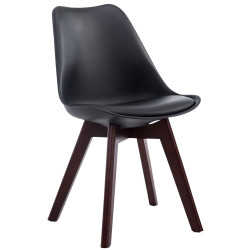 Ensemble de 4 chaises visiteurs Borneo V2 en similicuir noir noyer