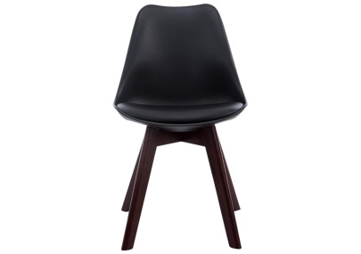 Ensemble de 4 chaises visiteurs Borneo V2 en similicuir noir noyer