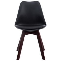 Ensemble de 4 chaises visiteurs Borneo V2 en similicuir noir noyer