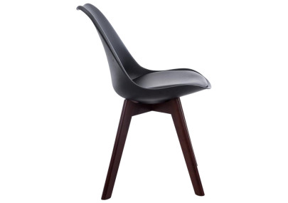 Ensemble de 4 chaises visiteurs Borneo V2 en similicuir noir noyer