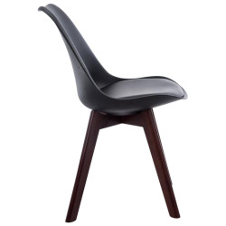 Ensemble de 4 chaises visiteurs Borneo V2 en similicuir noir noyer