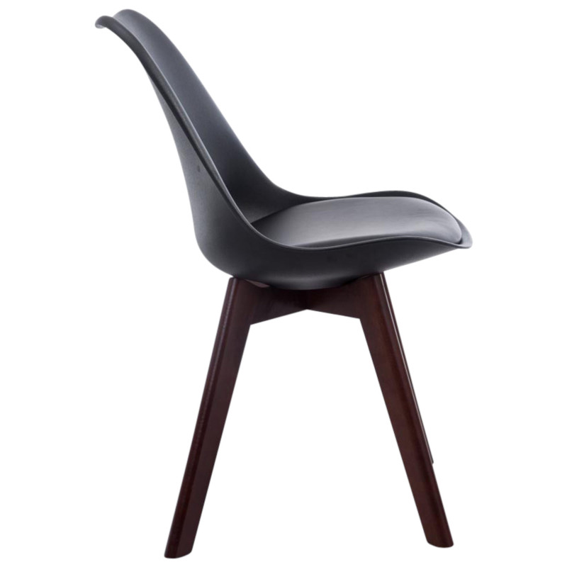 Ensemble de 4 chaises visiteurs Borneo V2 en similicuir noir noyer