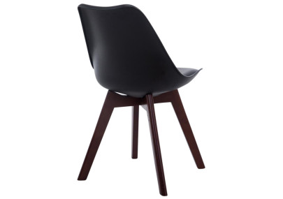 Ensemble de 4 chaises visiteurs Borneo V2 en similicuir noir noyer