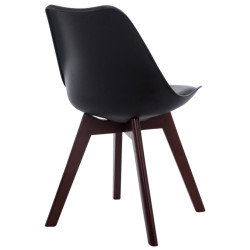 Ensemble de 4 chaises visiteurs Borneo V2 en similicuir noir noyer