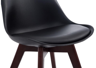Ensemble de 4 chaises visiteurs Borneo V2 en similicuir noir noyer