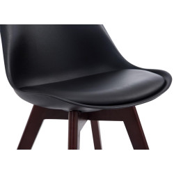 Ensemble de 4 chaises visiteurs Borneo V2 en similicuir noir noyer