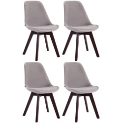 Ensemble de 4 chaises visiteurs Borneo V2, velours, gris noyer