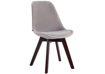 Ensemble de 4 chaises visiteurs Borneo V2, velours, gris noyer