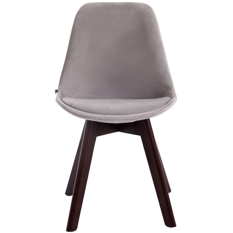 Ensemble de 4 chaises visiteurs Borneo V2, velours, gris noyer