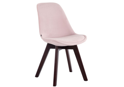 Ensemble de 4 chaises visiteurs Borneo V2, velours, noyer/rose