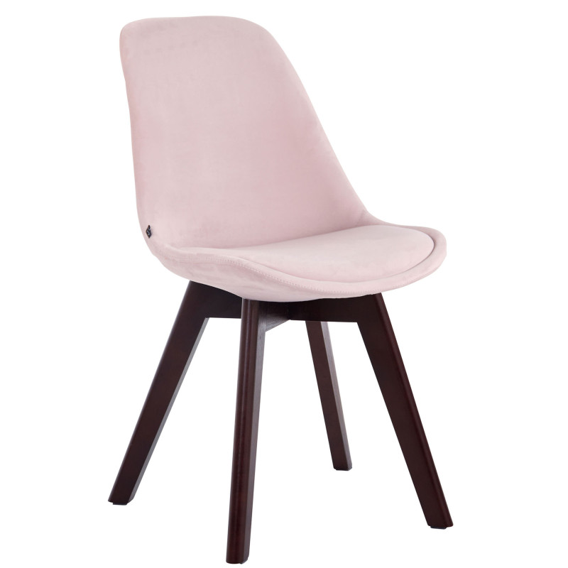 Ensemble de 4 chaises visiteurs Borneo V2, velours, noyer/rose
