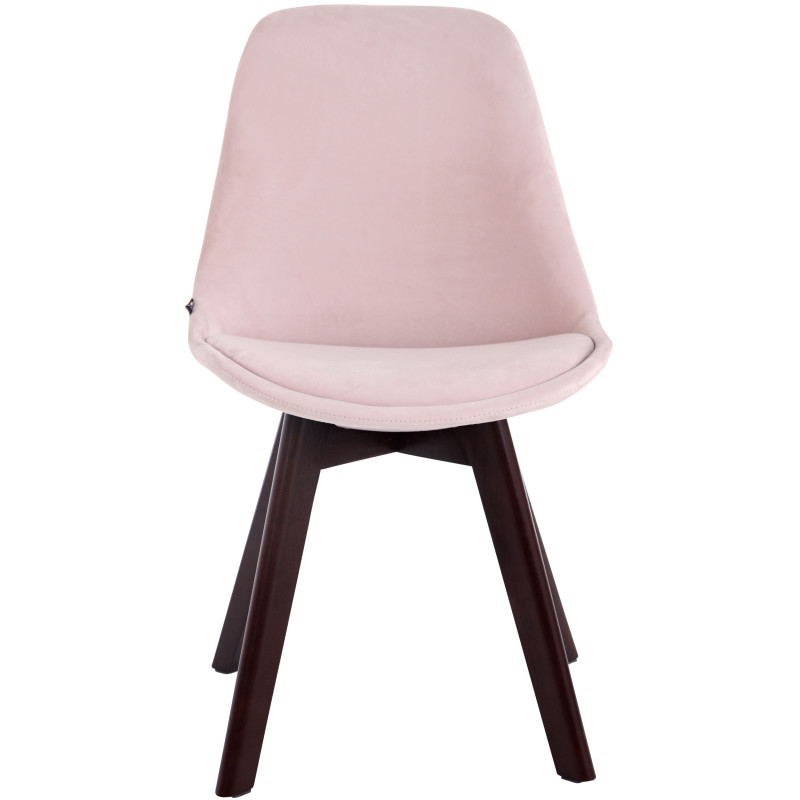 Ensemble de 4 chaises visiteurs Borneo V2, velours, noyer/rose