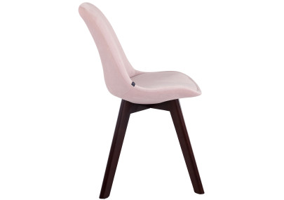 Ensemble de 4 chaises visiteurs Borneo V2, velours, noyer/rose