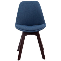 Ensemble de 4 chaises visiteurs Borneo V2 en tissu noyer bleu