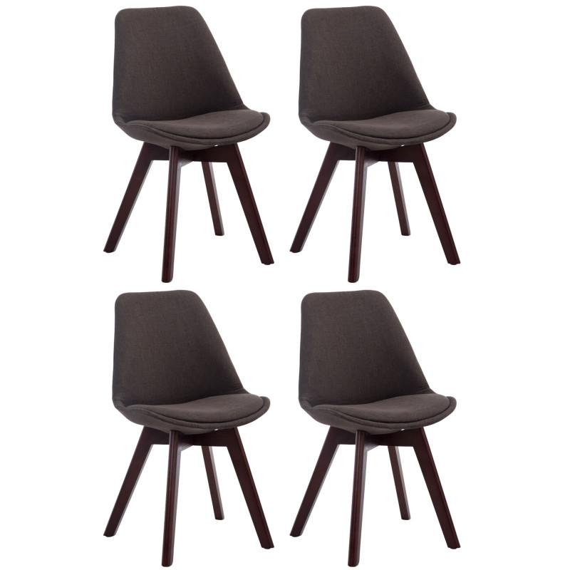 Ensemble de 4 chaises visiteurs Borneo V2 en tissu noyer gris foncé